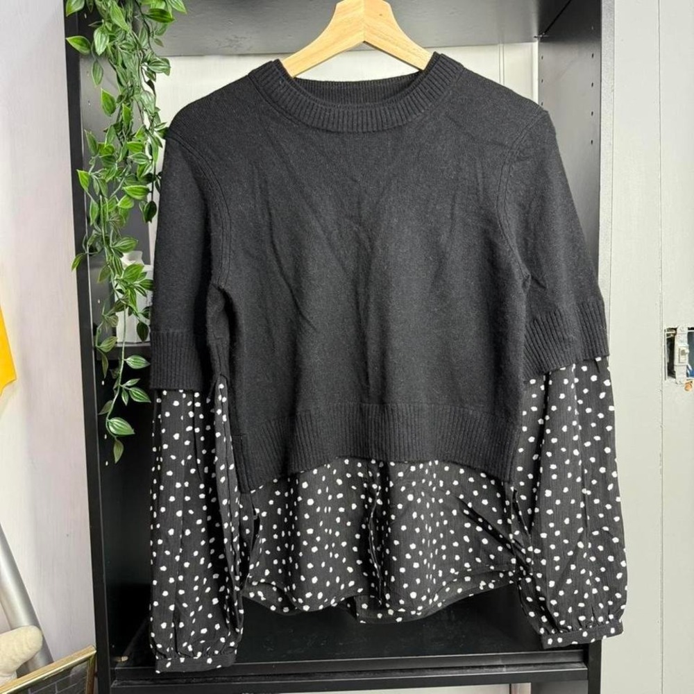 Brochu Walker Sweater Wool Cashmere Womens Small black polka dot